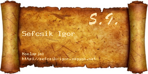Sefcsik Igor névjegykártya